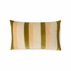 Outlet HKliving Coussin rayé en velours | Crème