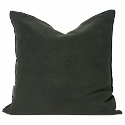 Clearance Maison de Vacances Coussin Vice versa black line en lin lavé stone washed | Asphalte