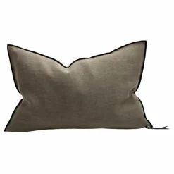 Maison de Vacances Coussin Vice Versa Black Line en lin stone washed || Coussins