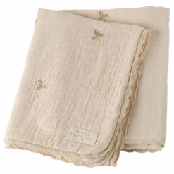 Clearance Gentil Coquelicot Couverture brodée trèfles en gaze de coton Naturel
