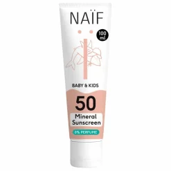 Enfant Naïf Natural Skincare Soins Du Visage|Protection Solaire*Crème solaire bébé et enfant sans parfum SPF50 - 100 ml