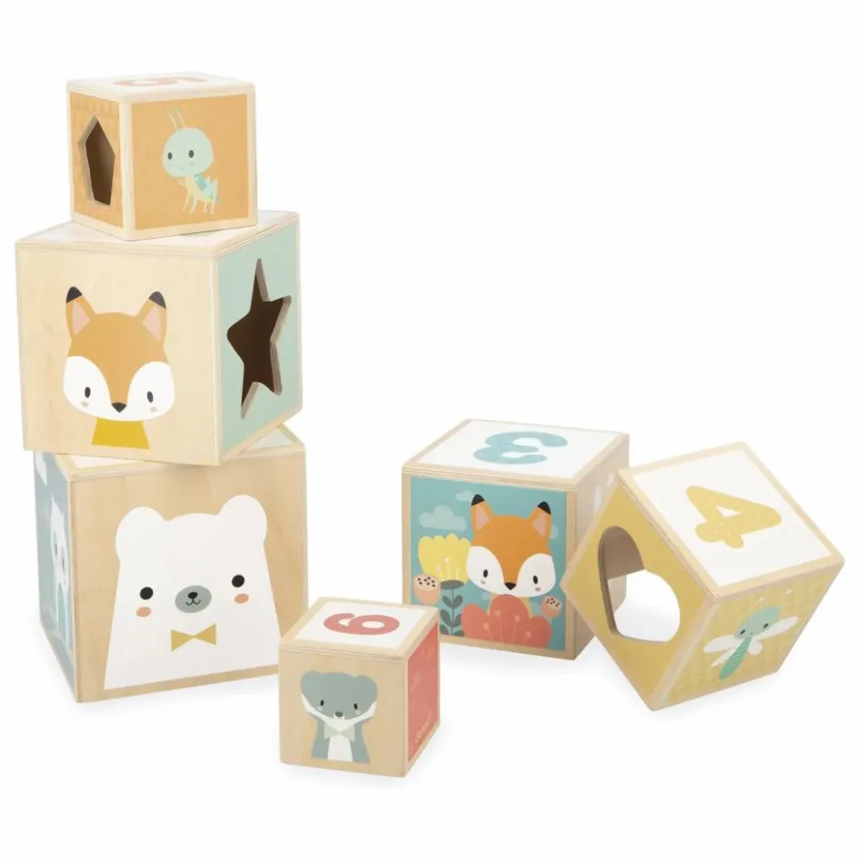 Janod Cubes à empiler Pure| Jouets D'Éveil|Jouets D'Éveil