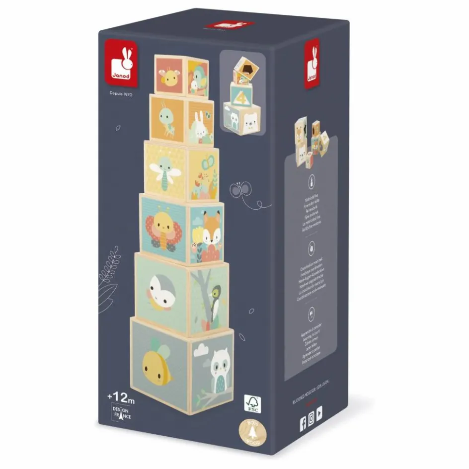Janod Cubes à empiler Pure| Jouets D'Éveil|Jouets D'Éveil