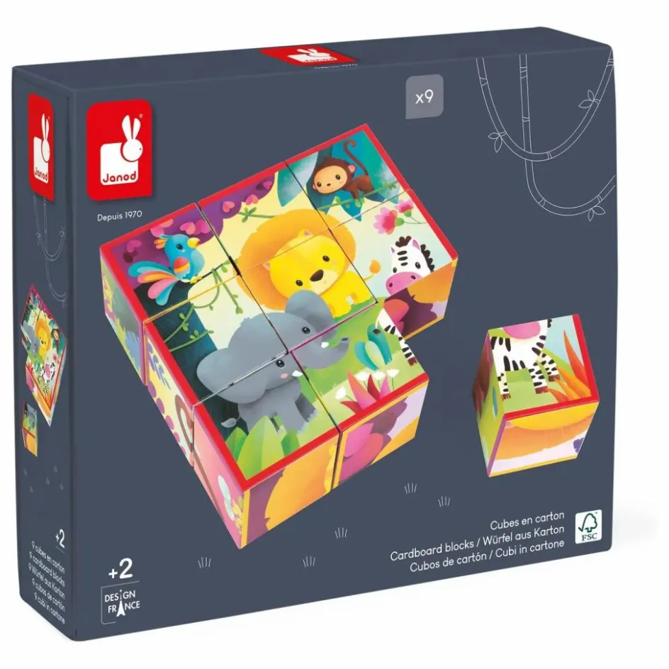 Sale Janod Cubes animaux de la jungle - Set de 9 Multicolore