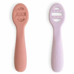 Mushie Cuillères bébé en silicone | Lilas| Premiers Repas|Puériculture