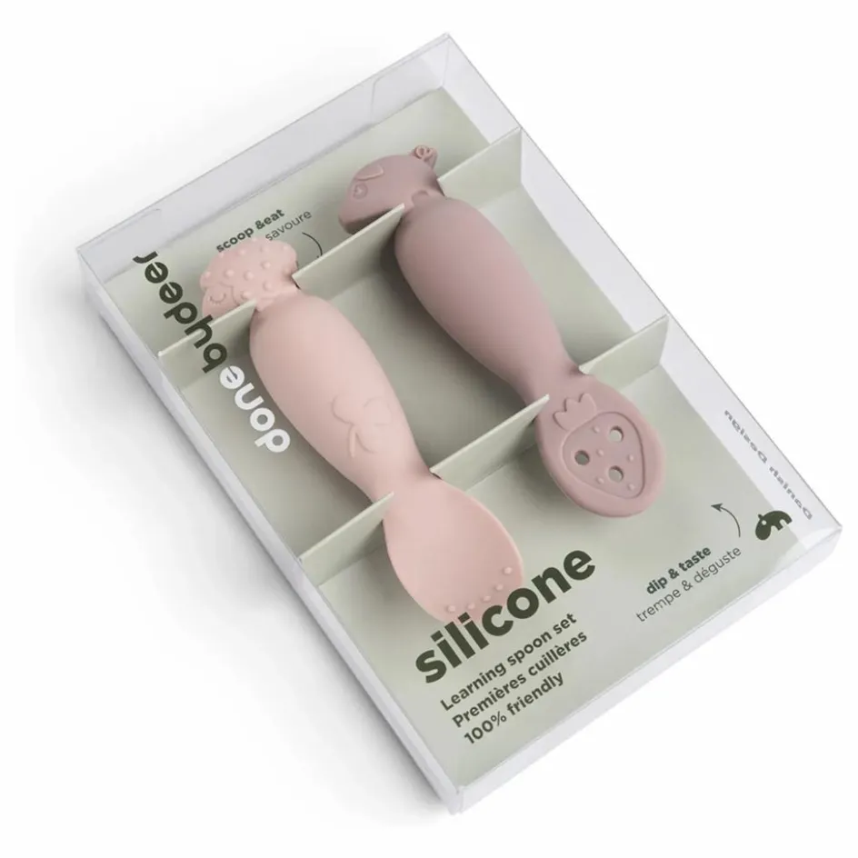 New Done by deer Cuillères d'apprentissage Tiny Farm - Set de 2 | Rose