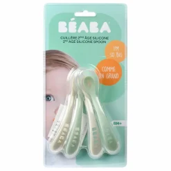 New Cuillères 2eme âge soft en silicone - Set de 4 | Premiers Repas|Puériculture