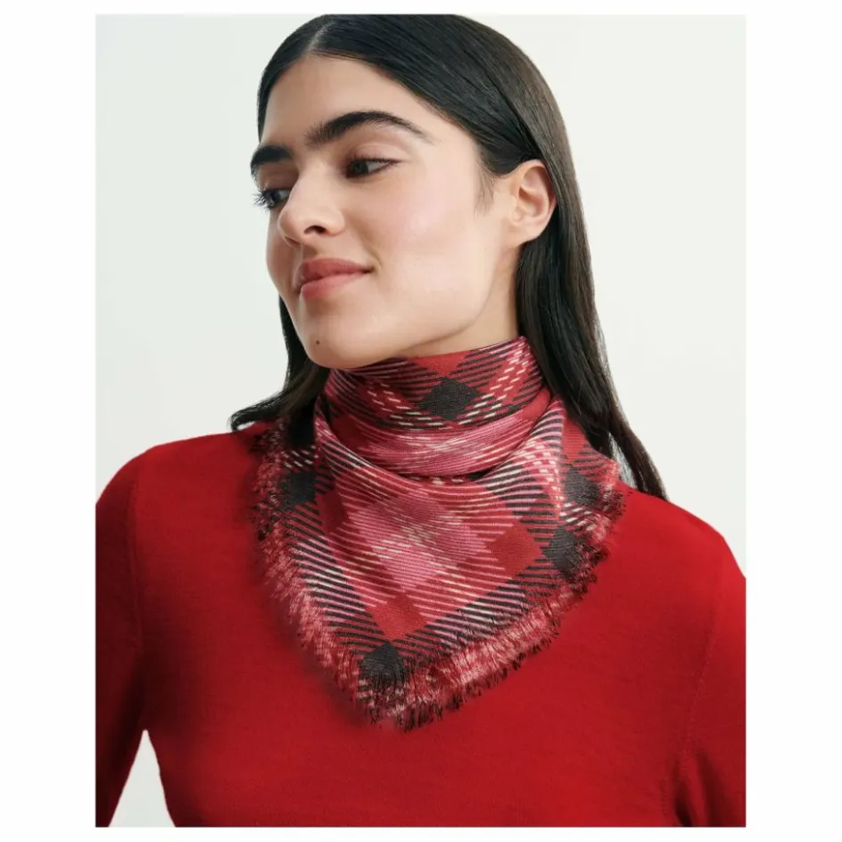 Online Bompard Echarpe Mini Carré Tartan Cachemire | Rouge
