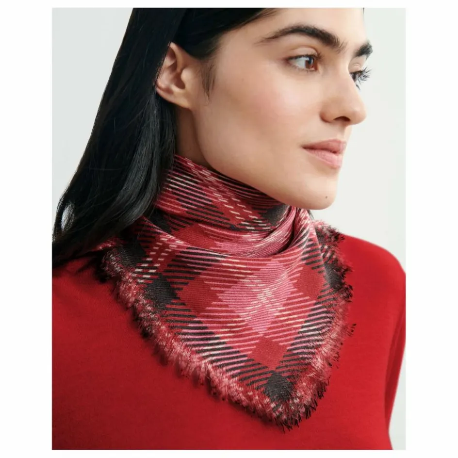 Online Bompard Echarpe Mini Carré Tartan Cachemire | Rouge