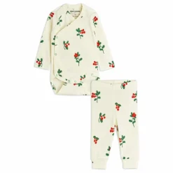 Clearance Mini Rodini Ensemble Body et Legging Fleuri Coton Bio | Ecru