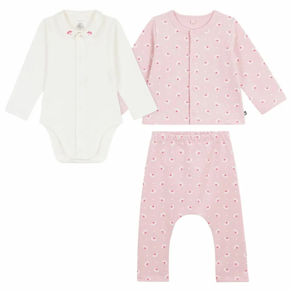 Petit Bateau Ensemble Cardigan Pantalon et Body Fleuris Coton Bio || Bodies, Combinaisons|Combinaisons Et Bodies