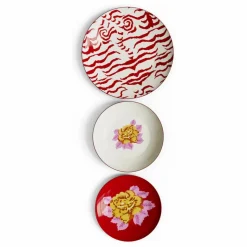 Sale Lisa Corti Ensemble d'assiettes Indian Tiger - Set de 3 | Rouge