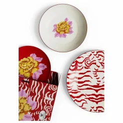Sale Lisa Corti Ensemble d'assiettes Indian Tiger - Set de 3 | Rouge