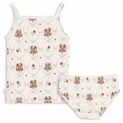Outlet Konges Sløjd Ensemble Débardeur et Culotte Minnie Chiens Pointelle Coton Bio | Ecru