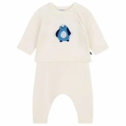 Hot Petit Bateau Ensemble Pull et Legging Pingouin Laine | Ecru
