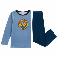 Sale Petit Bateau Ensemble Pyjama Velours | Bleu
