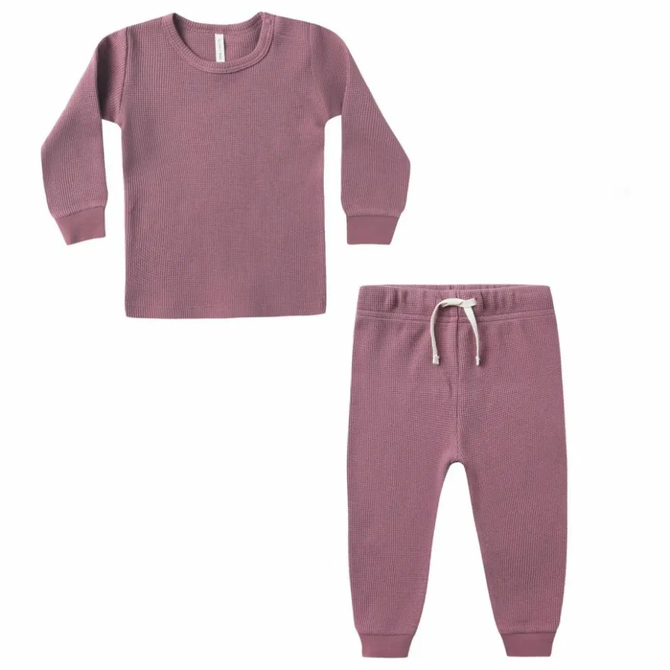 Outlet Quincy Mae Ensemble T-shirt et Jogger Waffle Coton Bio | Magenta