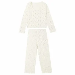 New Rylee + Cru Ensemble T-shirt et Pantalon Côtelé Ditsy | Ecru