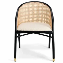 The Socialite Family Fauteuil cannage Cavalo en hêtre et laine bouclette | Crème