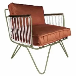 Honoré Fauteuil Croisette fer brun epoxy, velours | Brique