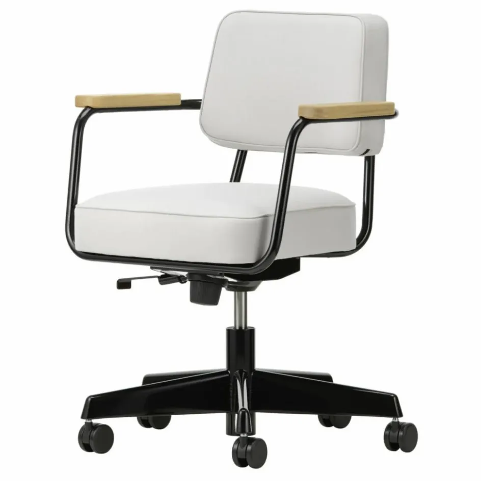 Vitra Fauteuil de bureau Direction Pivotant, piètement noir foncé - Jean Prouvé || Chaises, Tabourets, Bancs