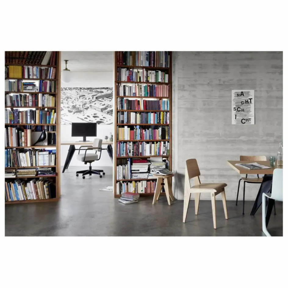 Vitra Fauteuil de bureau Direction Pivotant, piètement noir foncé - Jean Prouvé || Chaises, Tabourets, Bancs