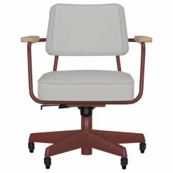 Discount Vitra Fauteuil de bureau Direction Pivotant, piètement japonese red - Jean Prouvé | Gris clair