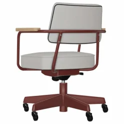 Discount Vitra Fauteuil de bureau Direction Pivotant, piètement japonese red - Jean Prouvé | Gris clair