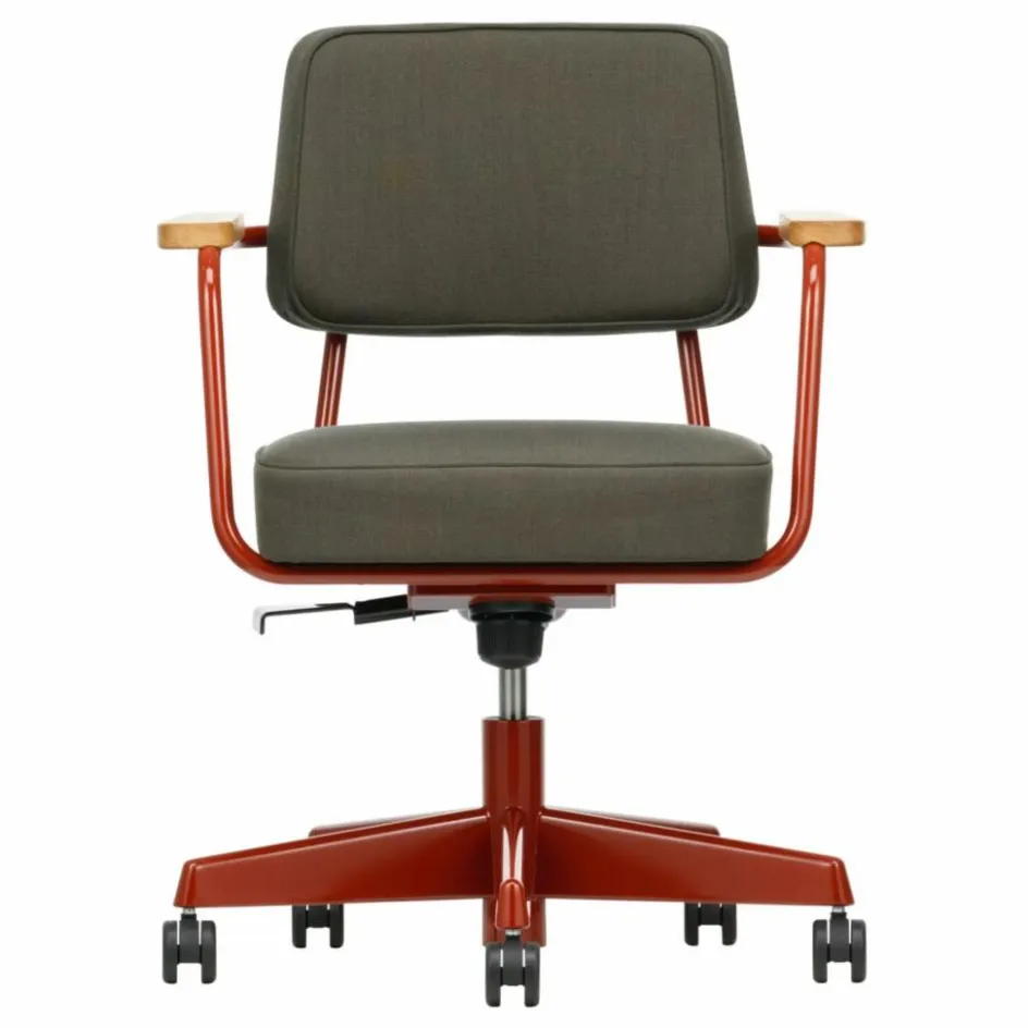 Vitra Chaises, Tabourets, Bancs*Fauteuil de bureau Direction Pivotant, piètement japonese red - Jean Prouvé |