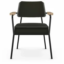 Online Vitra Fauteuil Direction, piétement noir foncé- Jean Prouvé | Gris foncé