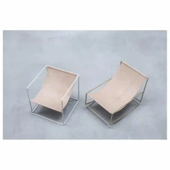 Discount Valerie Objects Fauteuil en cuir Solo Seat Ecru