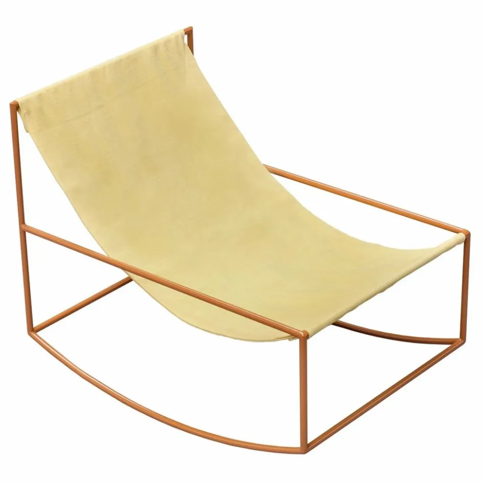 New Valerie Objects Fauteuil en lin Rocking Chair Jaune