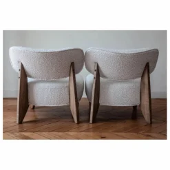 Panac Edition Fauteuil Nicolo en bouclette et chêne fumé - 65 cm | Off-White