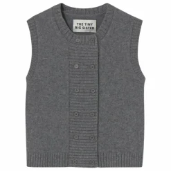 Best The Tiny Big Sister Gilet Sans Manches Boutonné Laine Mérinos | Gris chiné foncé