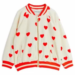 Hot Mini Rodini Gilet Zippé Cœurs Velours Coton Bio | Blanc