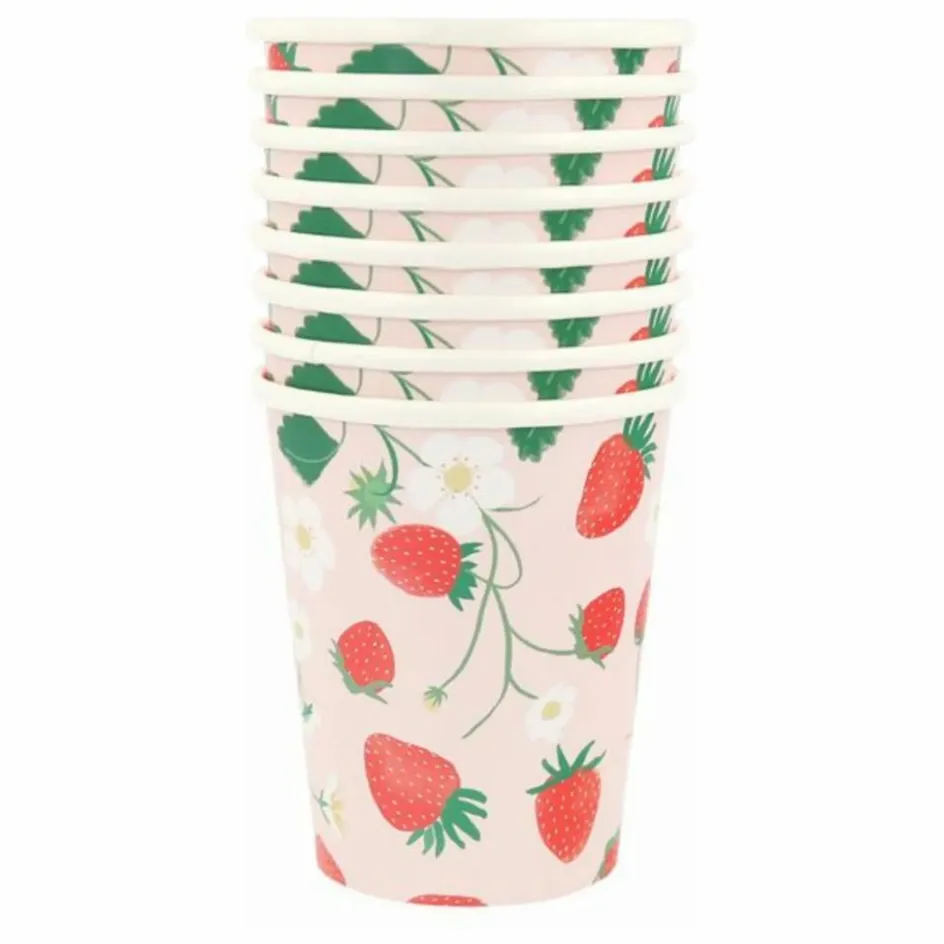 Meri Meri Gobelets Fraise - Set de 8|Enfant Décoration De Fête