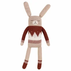 Outlet Main Sauvage Grand doudou lapin pull jacquard | Sienne