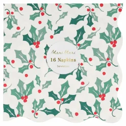 Meri Meri Grandes serviettes Houx - set de 16|Enfant Décoration De Fête