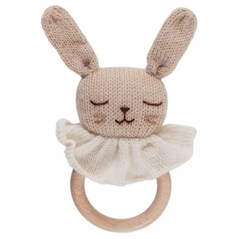 Discount Main Sauvage Hochet en bois Lapin | Beige