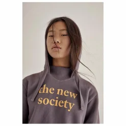 Outlet the new society Hoodie Logo Flock | Prune