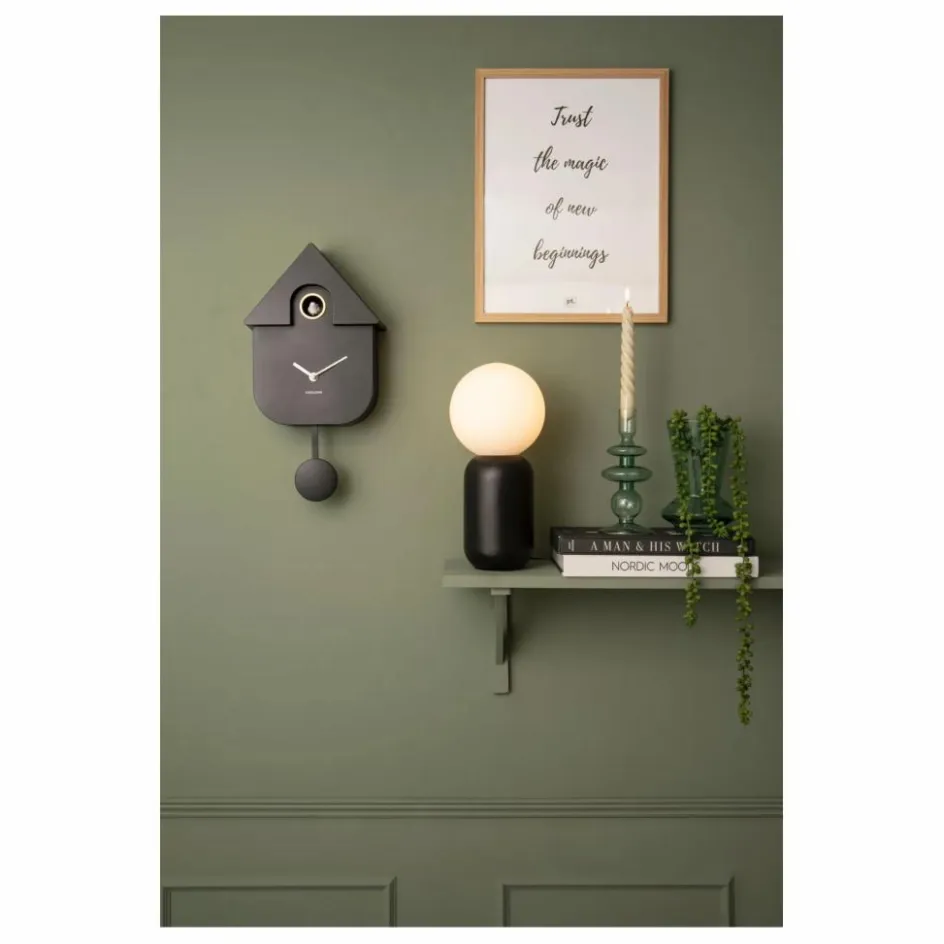 Outlet Present Time Horloge à pendule Modern Cuckoo | Noir