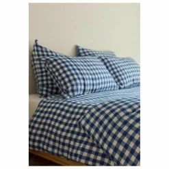 Sale Gabrielle Paris Housse de couette en lin lavé Vichy | Bleu