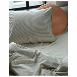 Hot Housse de couette Striped en percale organique - Brown-Ecru | Enfant Linge De Lit Enfant|Linge De Lit