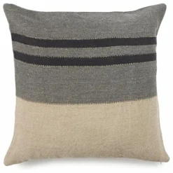 Hot Housse de coussin en lin Black House Stripe | Coussins