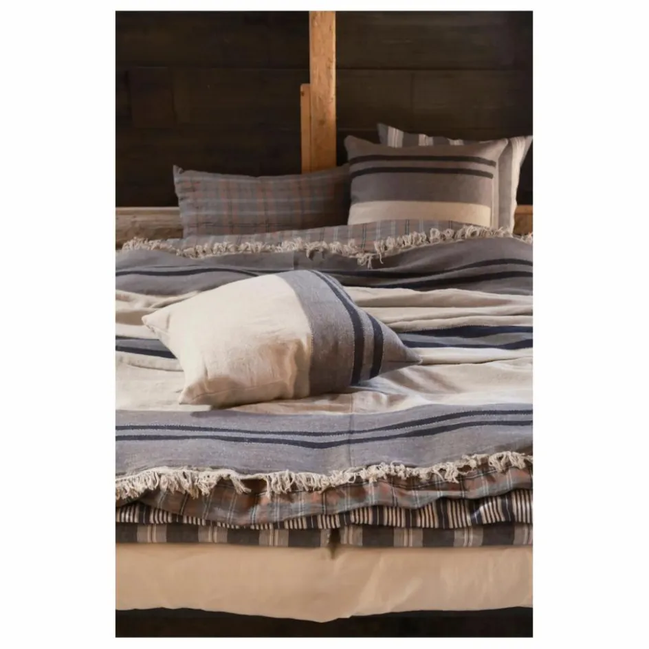 Hot Housse de coussin en lin Black House Stripe | Coussins