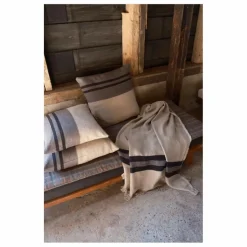 Hot Housse de coussin en lin Black House Stripe | Coussins