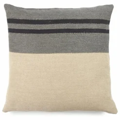 Hot Housse de coussin en lin Black House Stripe | Coussins