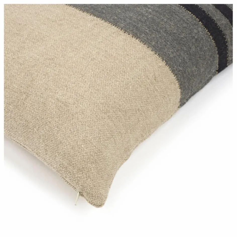Hot Housse de coussin en lin Black House Stripe | Coussins