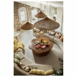 Sale Haomy Housse de coussin en lin et velours Perth | Rose poudré