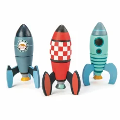 Sale Tender Leaf Toys Jeu de Construction Fusées en bois - Set de 3 Multicolore